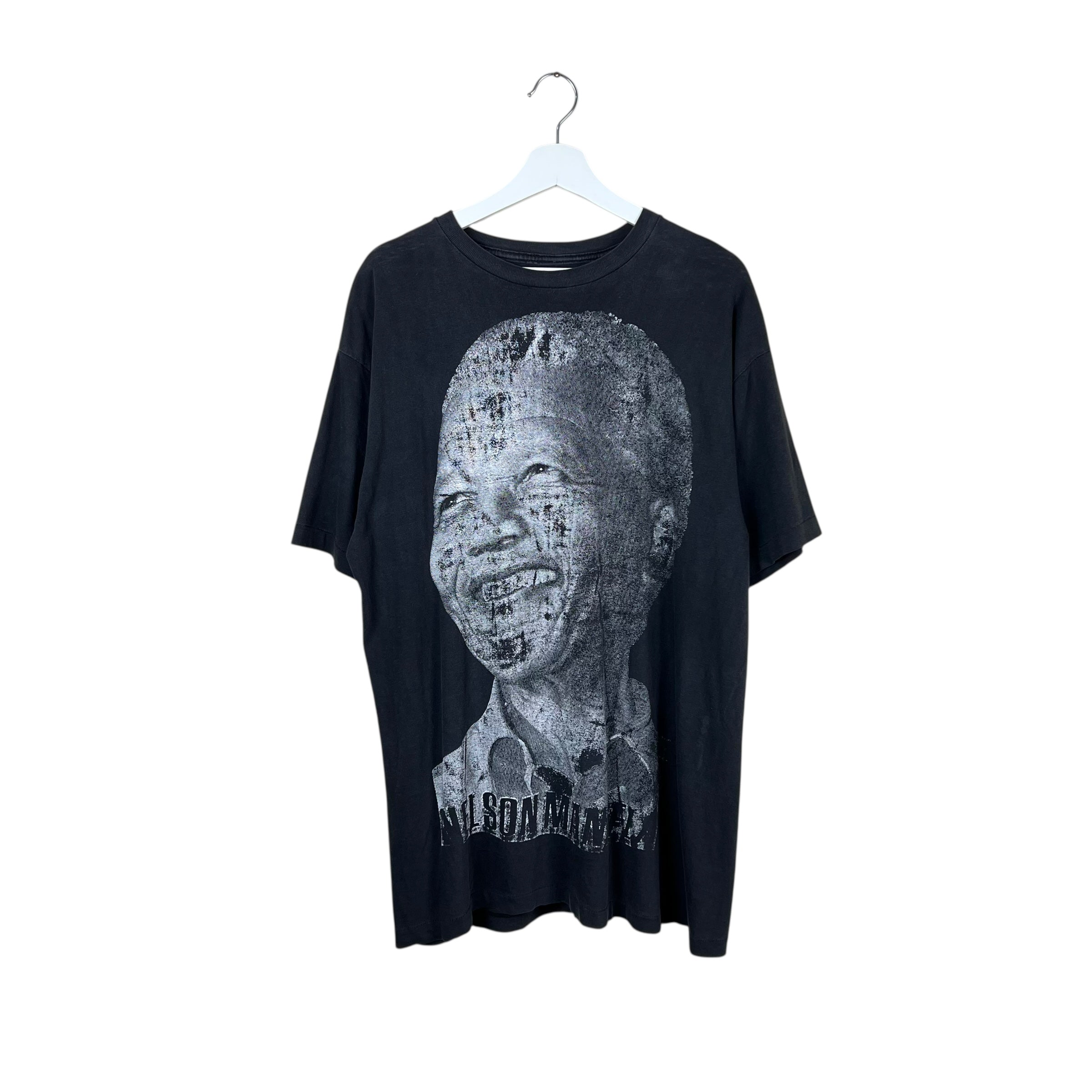 Vintage Nelson Mandela Big Face Tee Faded Black