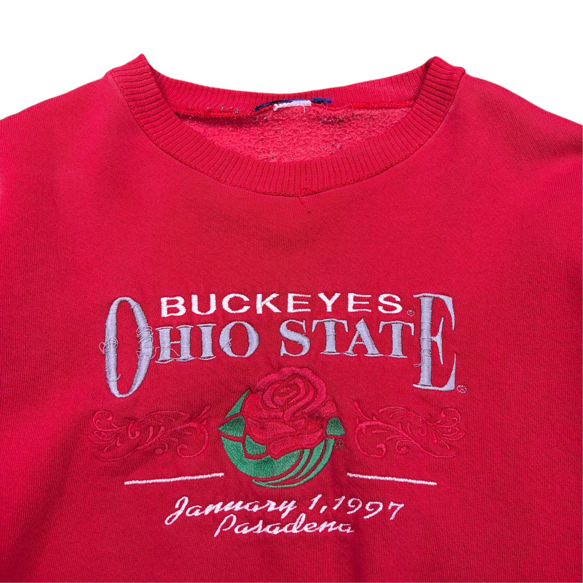 Vintage Ohio State Buckeyes Embroidered Crewneck Red
