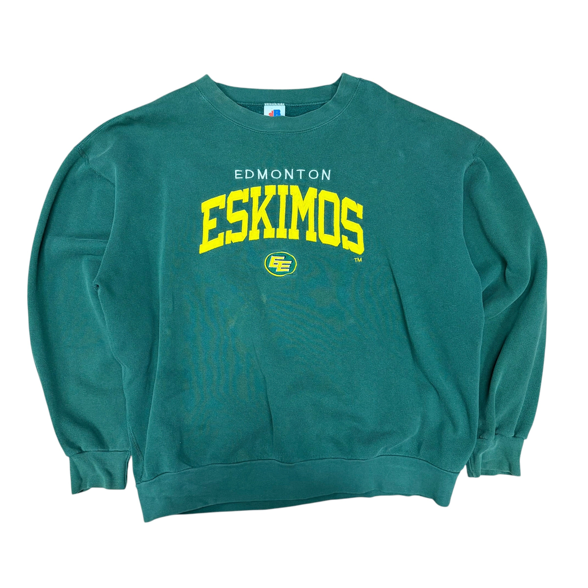 Vintage Bulletin CFL Edmonton Eskimos Spellout Crewneck Green