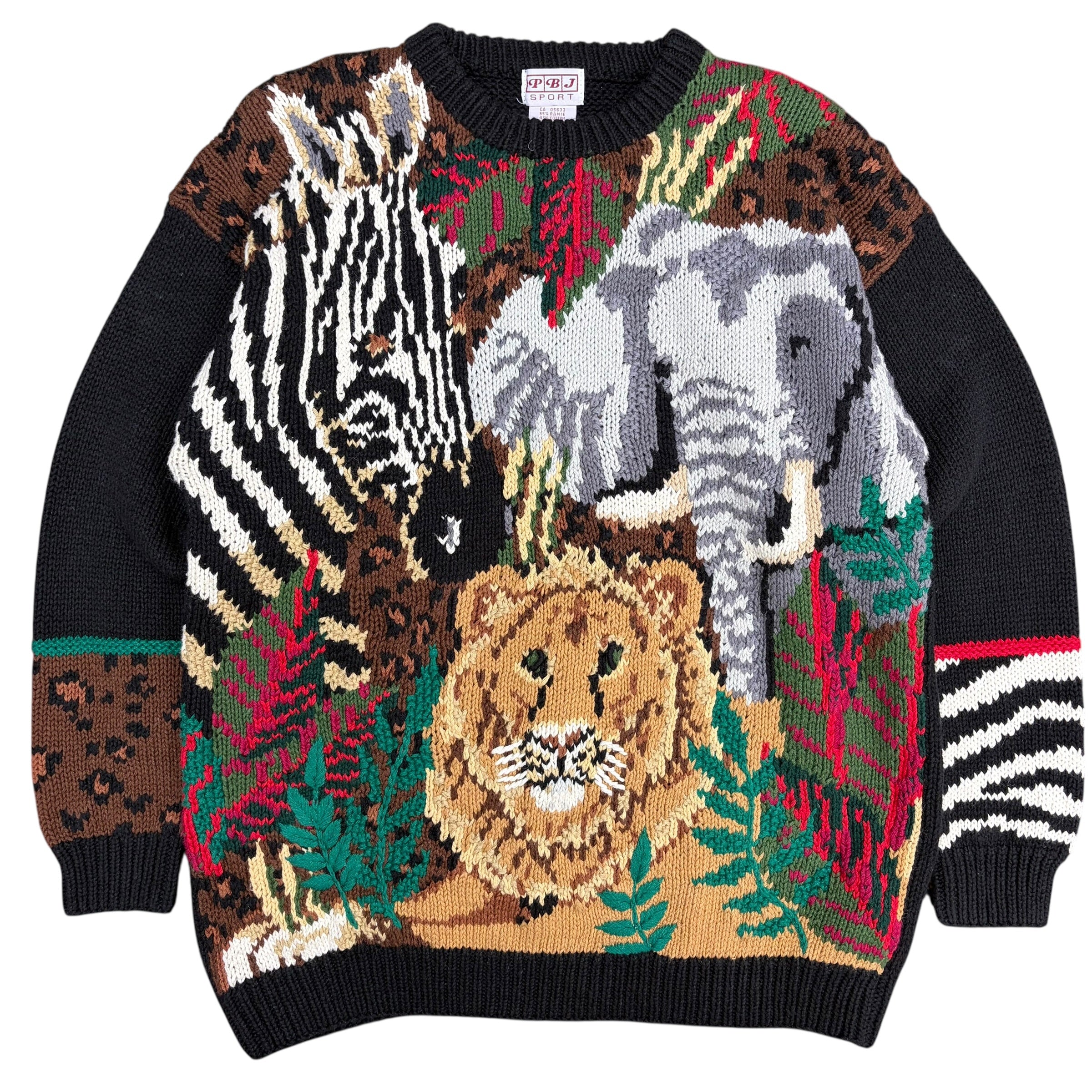 Vintage PBJ Sport Animal Safari Knit Black