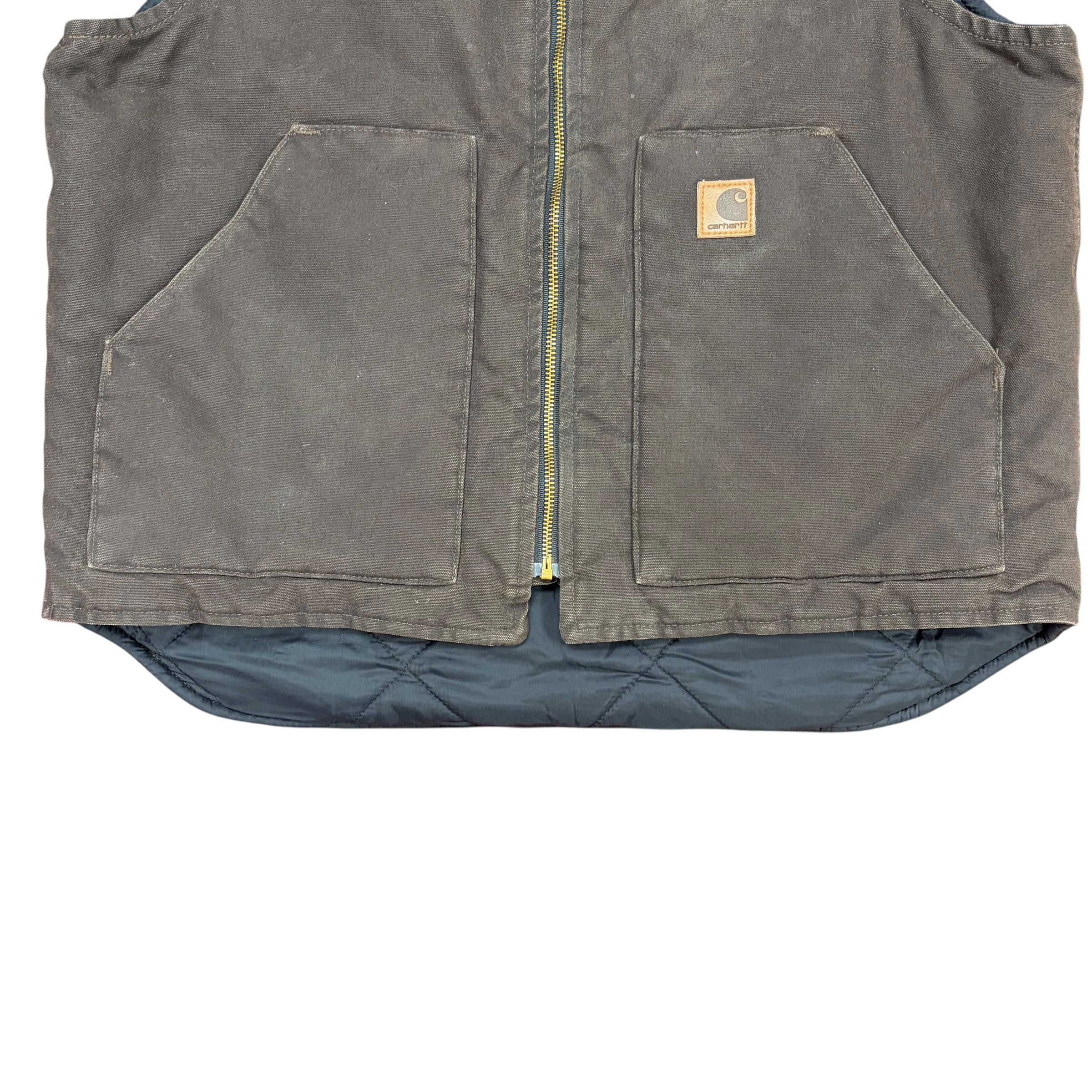 Vintage Carhartt Quilt Lined Canvas Vest Brown