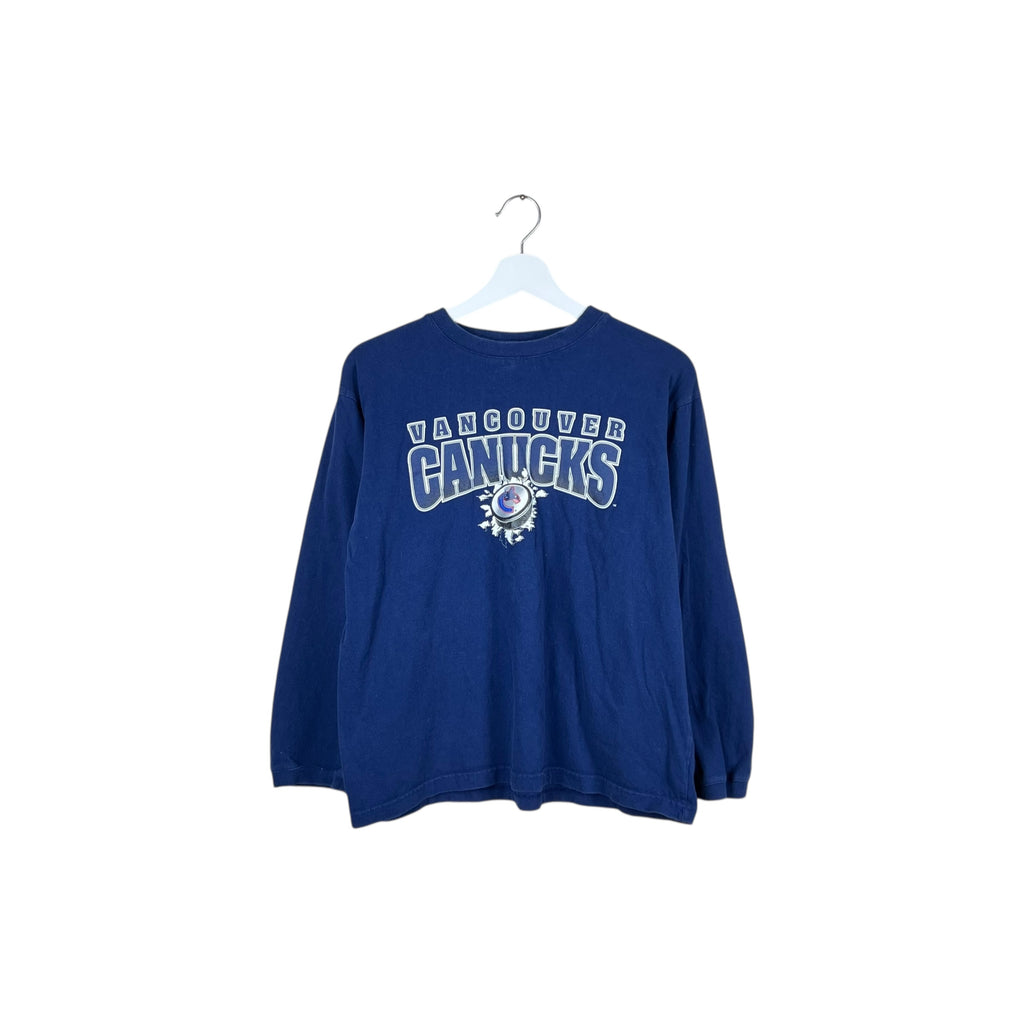 Vintage NHL Vancouver Canucks Kids Puck Logo Longsleeve Navy