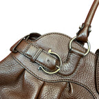Salvatore Ferragamo Gancini Shoulder Satchel Brown