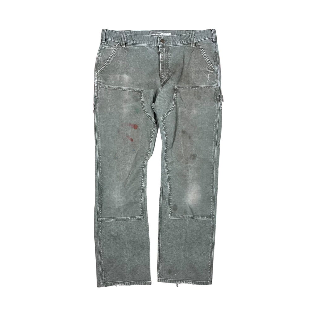 Vintage Carhartt Relaxed Fit Carpenter Double Knee Pants Faded Green