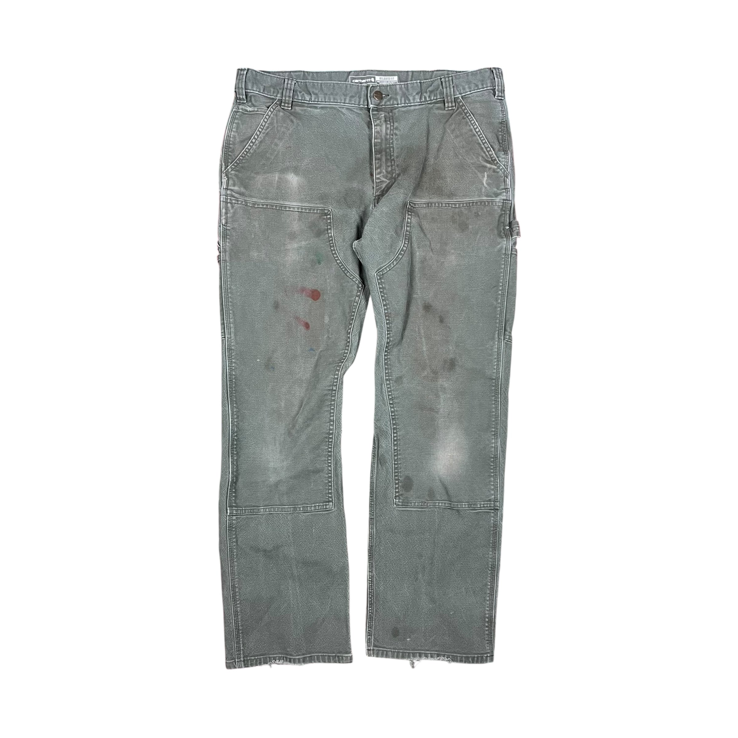 Vintage Carhartt Relaxed Fit Carpenter Double Knee Pants Faded Green