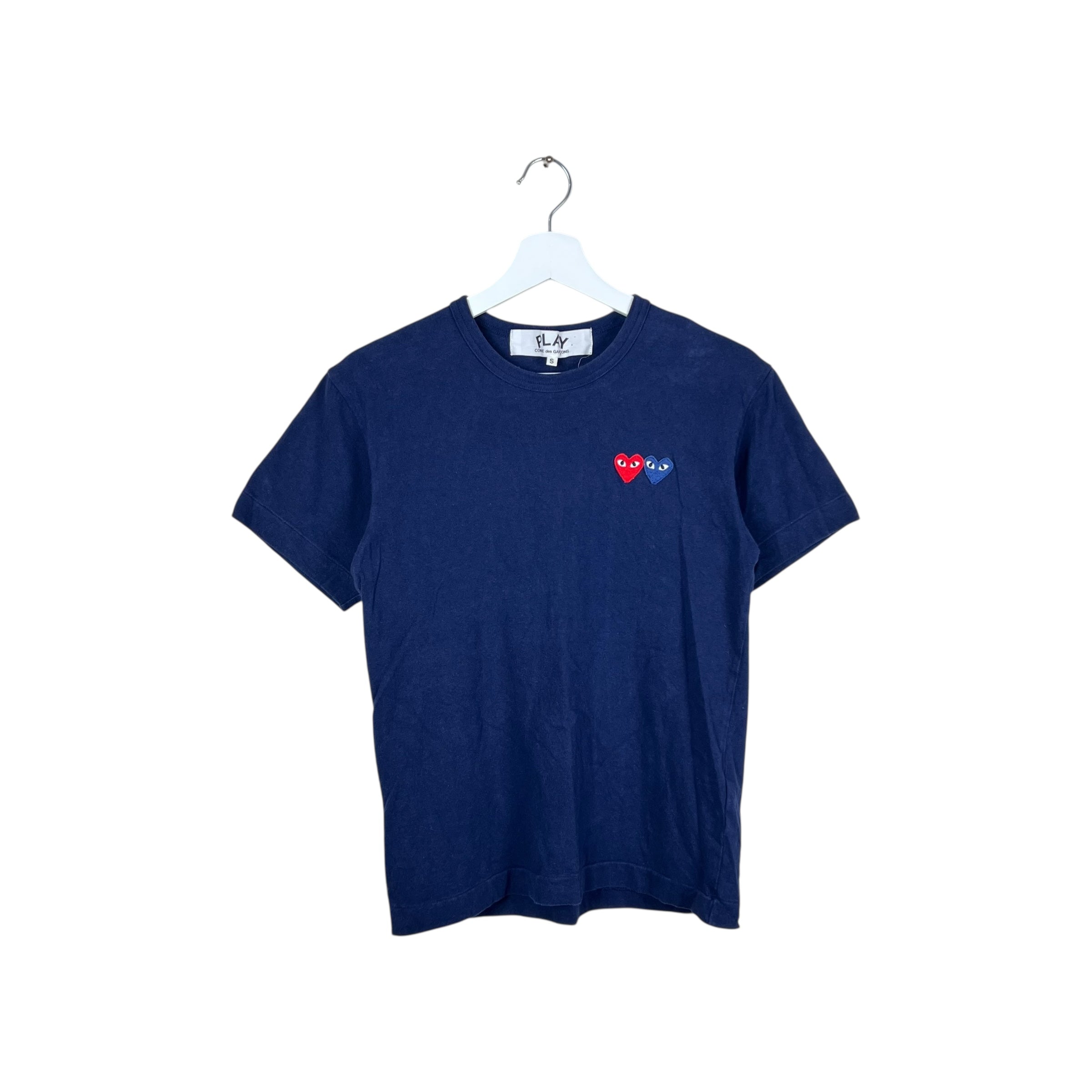Commes Des Garçons PLAY Double Heart Tee Navy