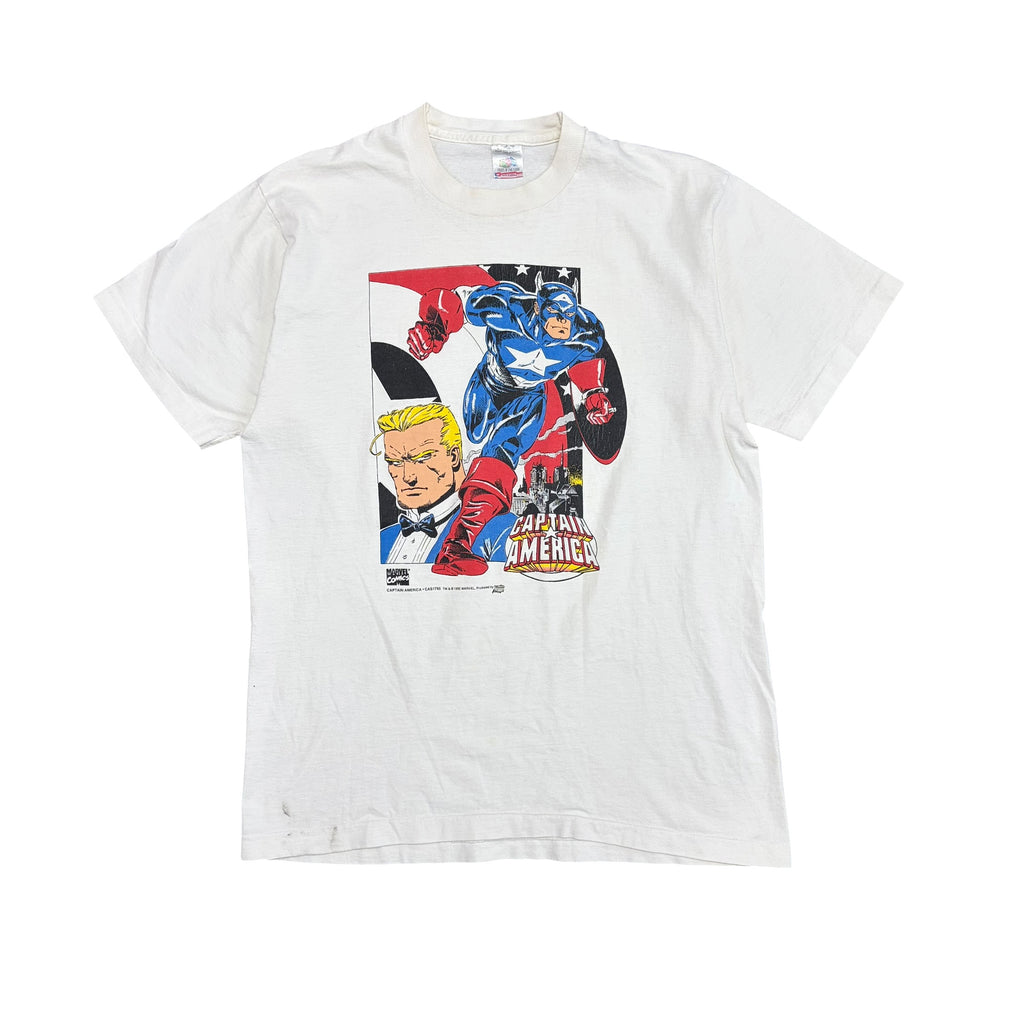 1995 Marvel Comics Captain America Panel Tee White