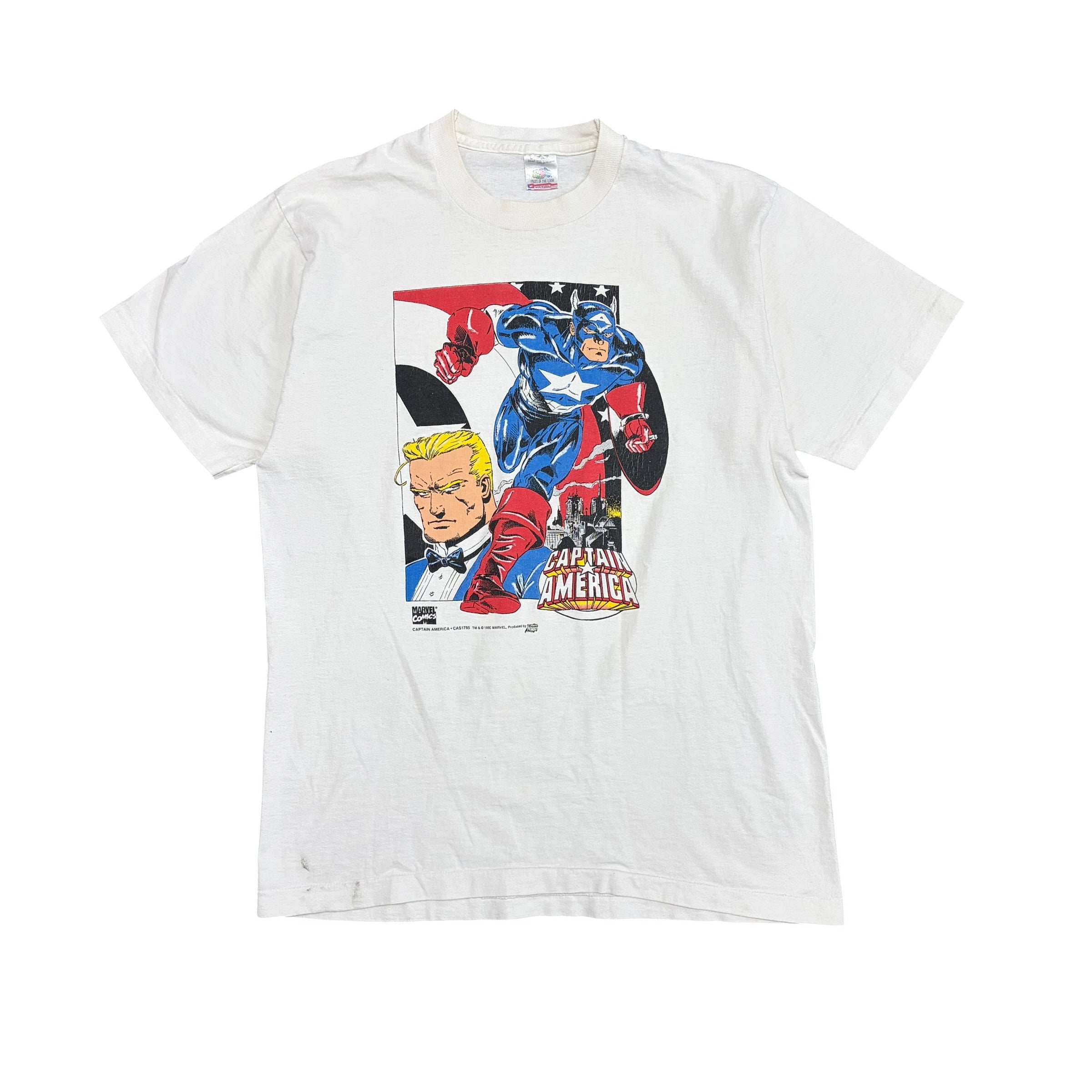 1995 Marvel Comics Captain America Panel Tee White