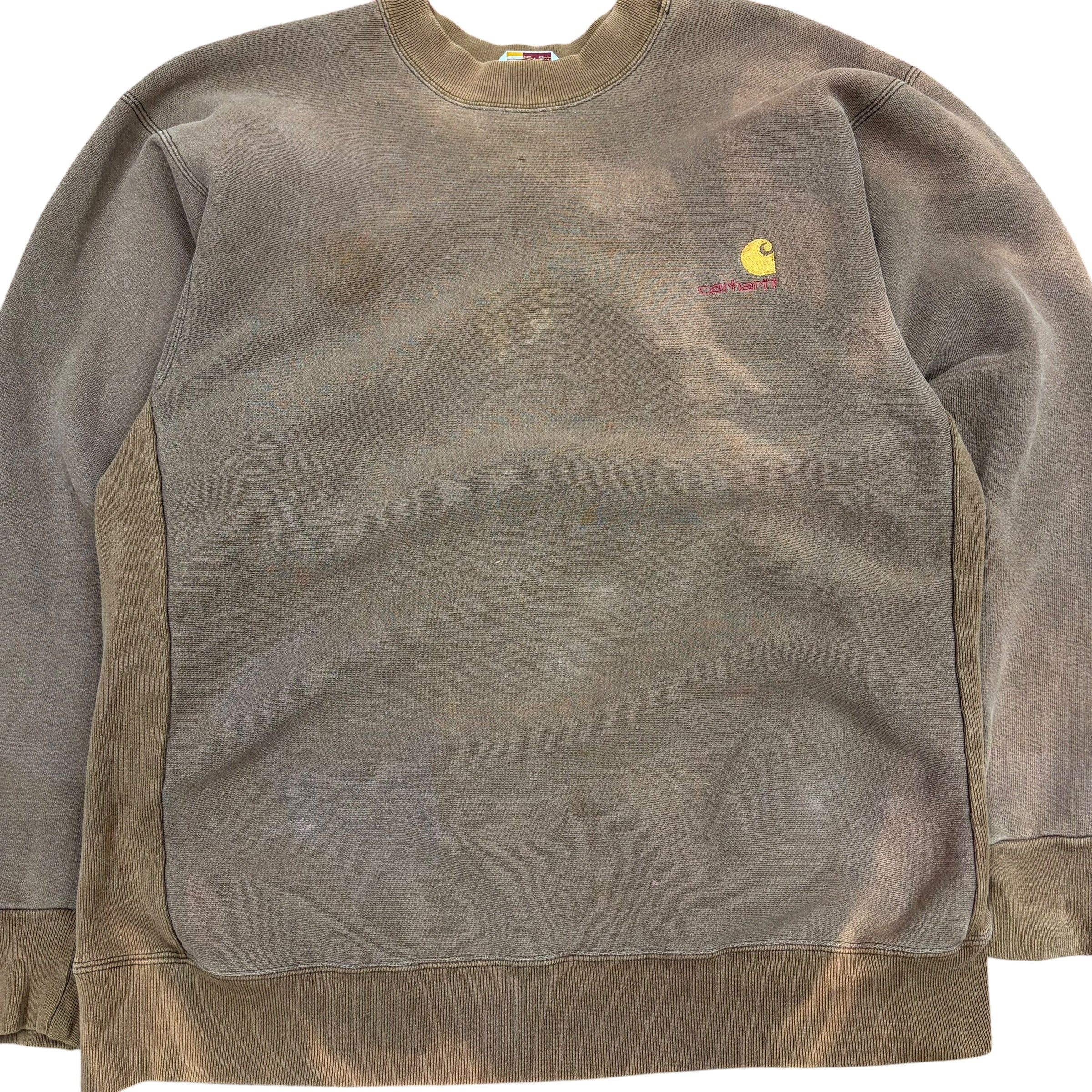 Vintage Carhartt Rugged Outdoor Wear Sun Faded Script Crewneck Brown