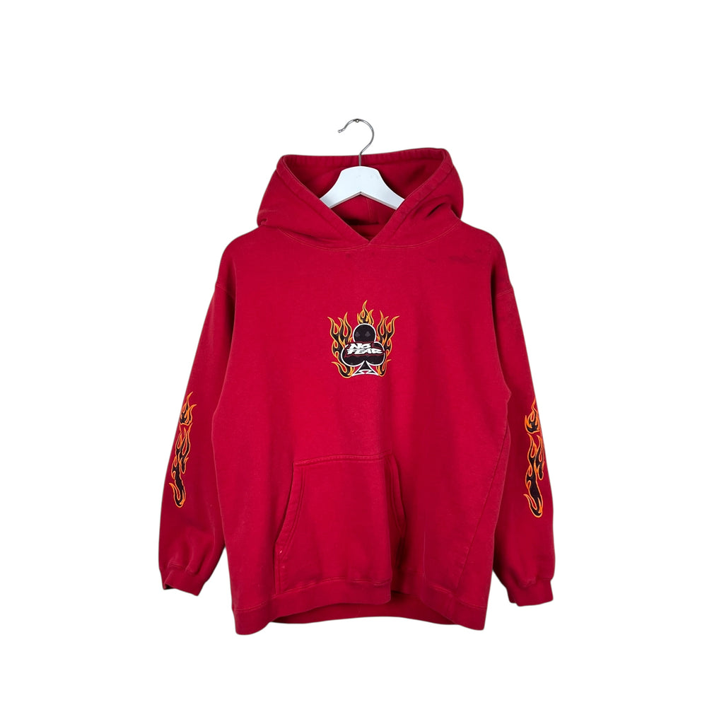 Vintage No Fear Youth Flaming Spade Hoodie Chilli Red
