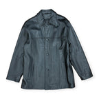 Vintage Mantles Button Up Leather Long Coat Black