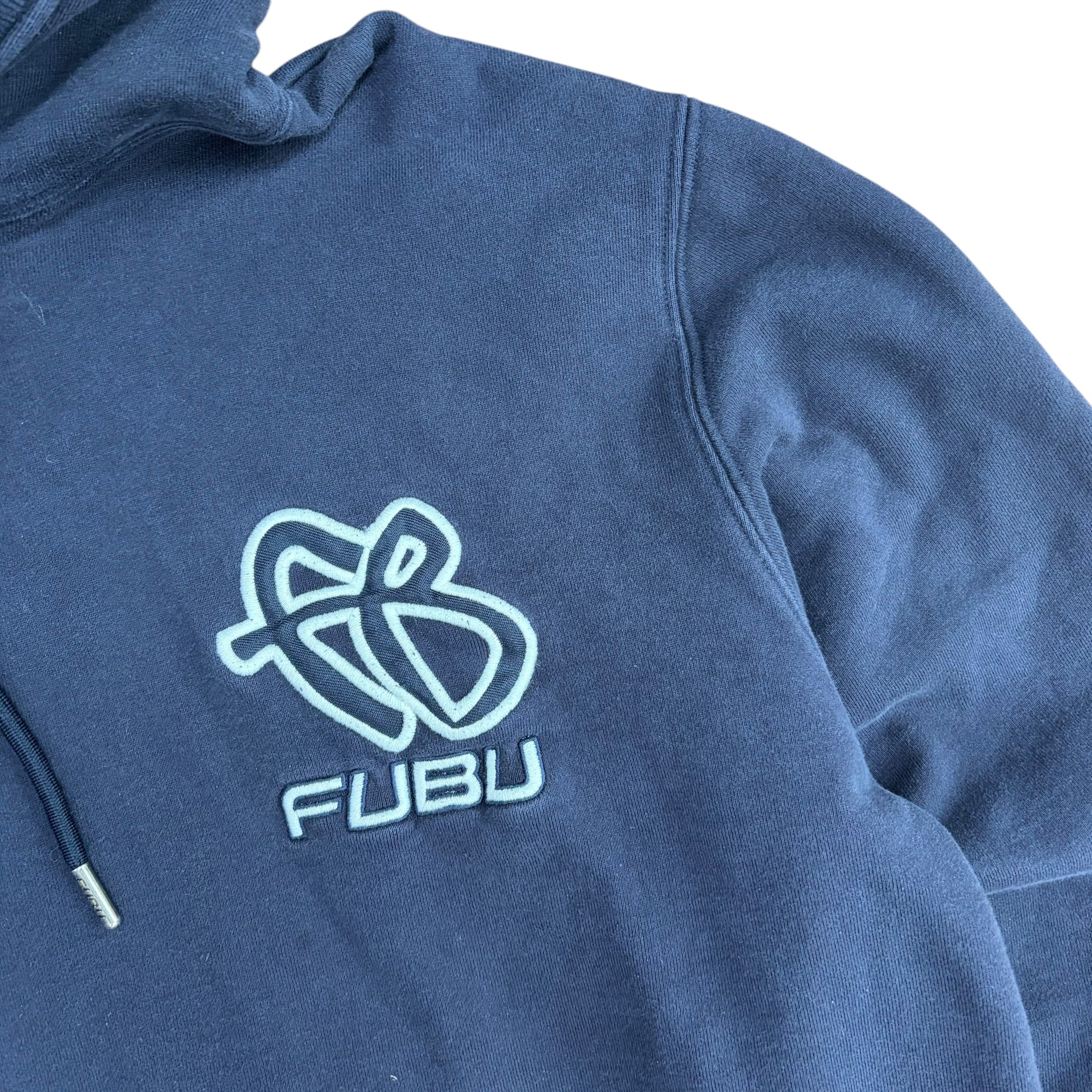 Vintage Fubu Embroidered Logo Hoodie Navy