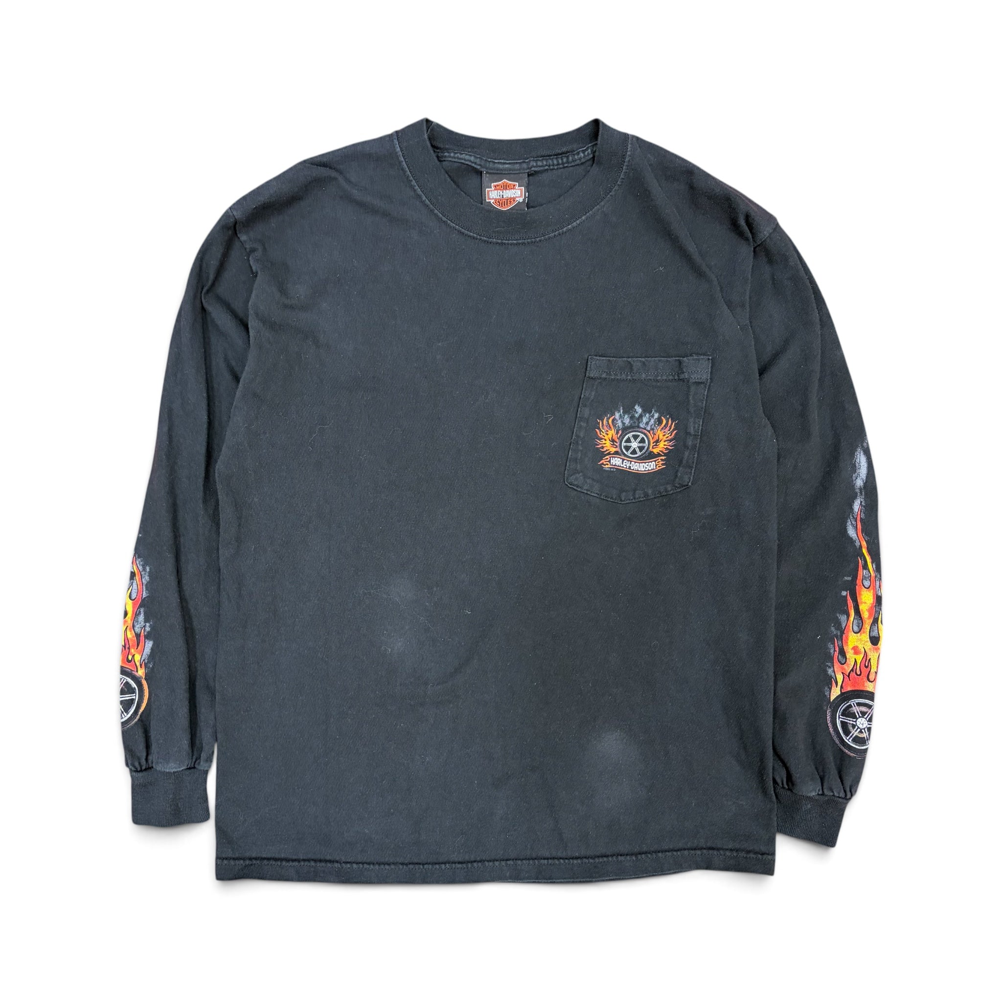Vintage Harley Davidson Flames Longsleeve Black