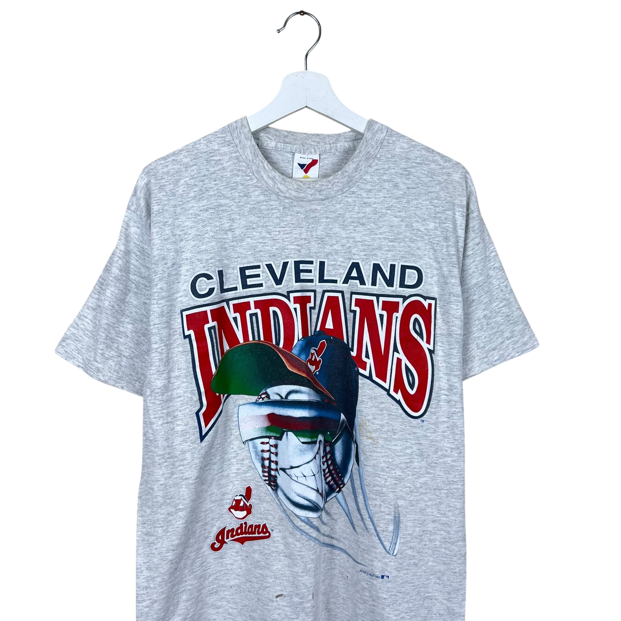 1994 MLB Cleveland Indians Flying Baseball Tee Heather Grey