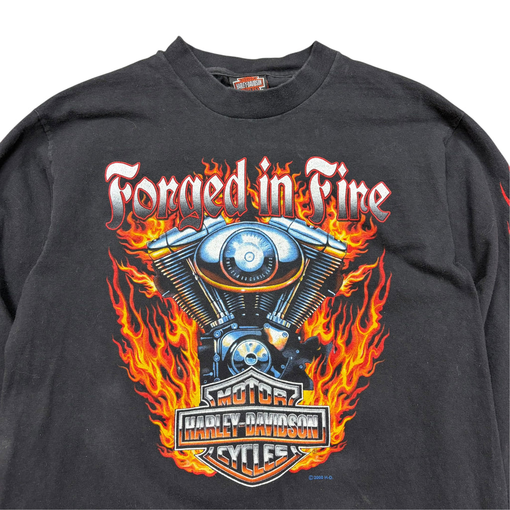 2000’s Harley Davidson “Forged In Fire” Flames Longsleeve Black