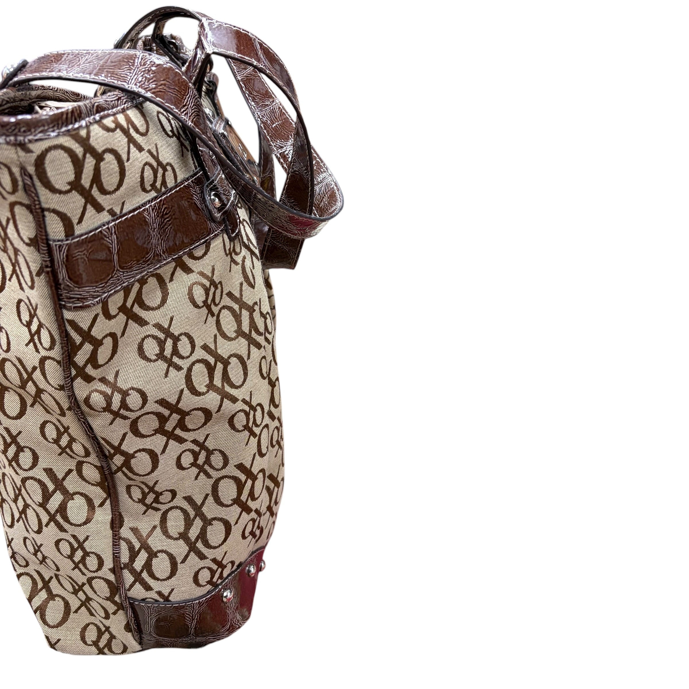 Vintage XOXO Print Tote Bag Brown