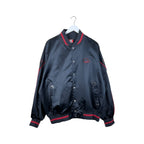 Vintage Reebok Allen Iverson Embroidered Logo Satin Bomber Jacket Black