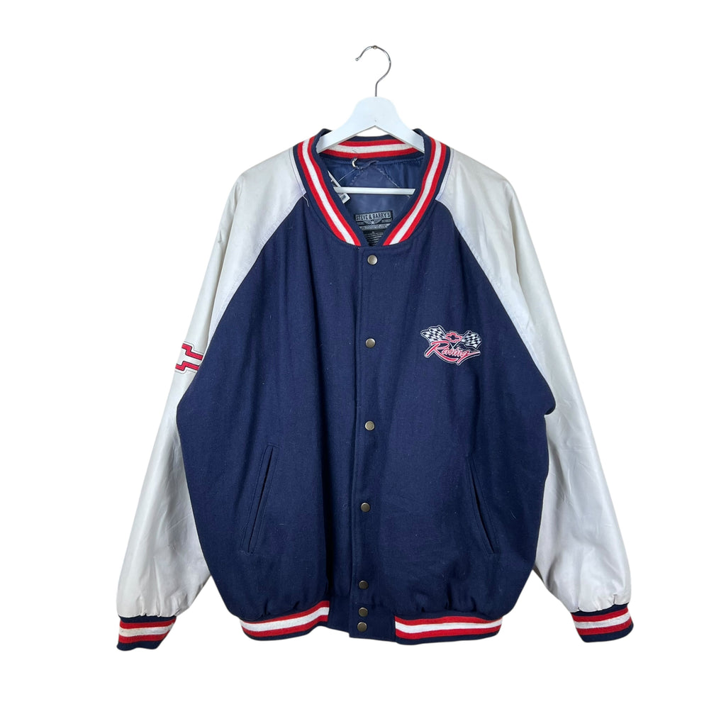 Vintage Steve & Barry’s Chevrolet Racing Varsity Leather Jacket Navy