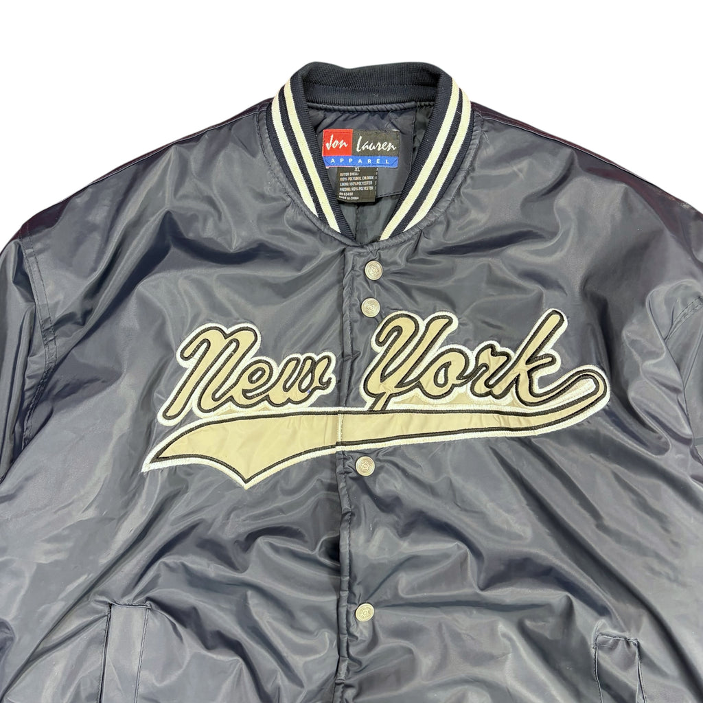 Vintage New York Script Logo Bomber Jacket Navy