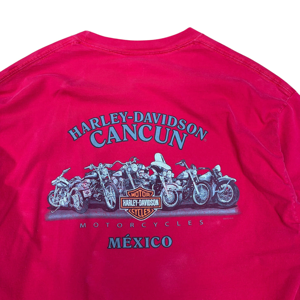 Vintage Harley Davidson Cancun Mexico “Poundin’ Pistons” Longsleeve Red