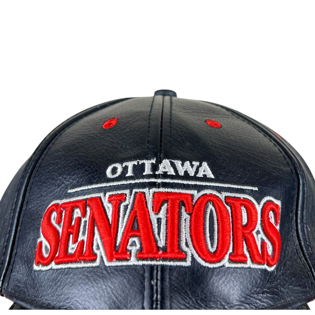 Vintage Ottawa Senators Embroidered Logo Leather StrapBack