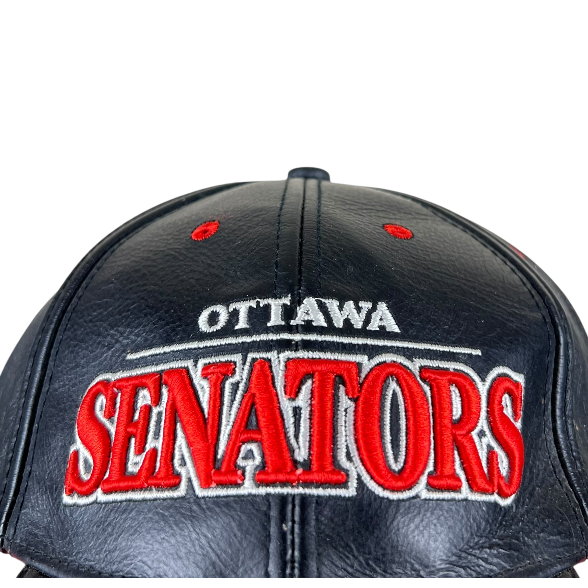 Vintage Ottawa Senators Embroidered Logo Leather StrapBack