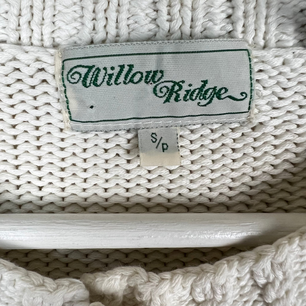 Vintage Willow Ridge Women’s Floral Handknit Cardigan Cream