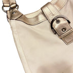 Coach Soho Lynn Hobo Gold Leather Bag Ivory White