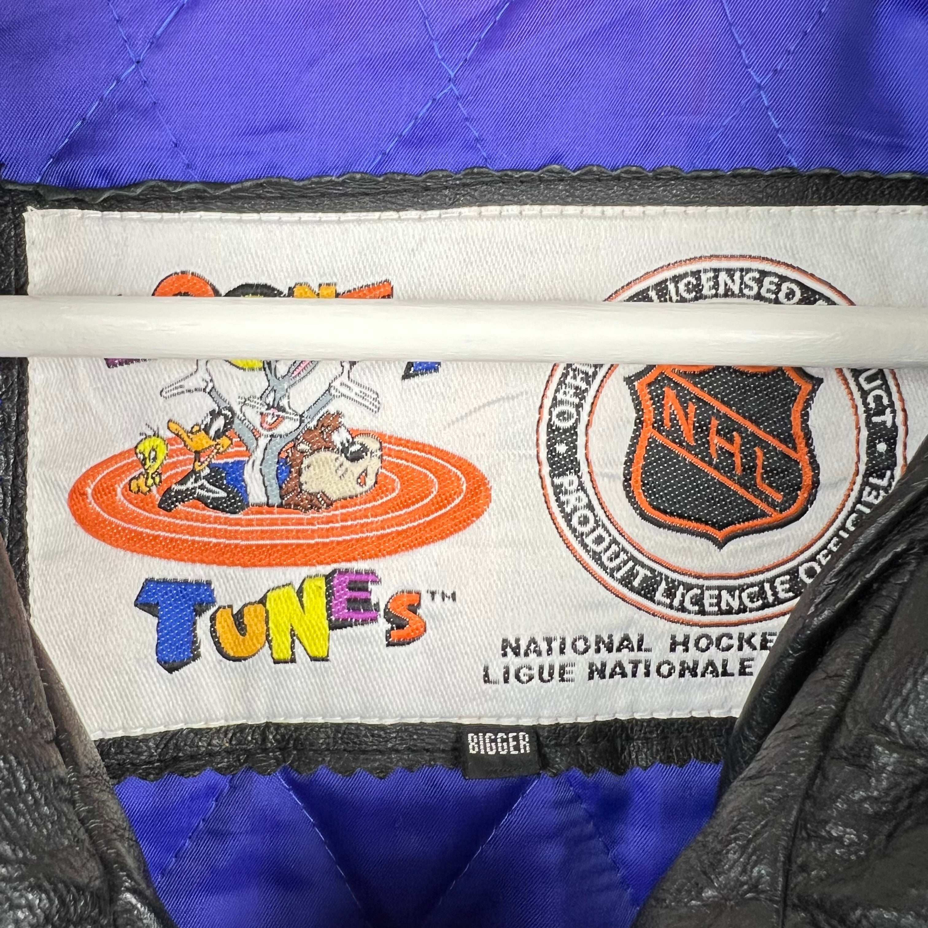 Vintage NHL x Looney Tunes Montreal Canadians Taz Embroidered Leather Jacket