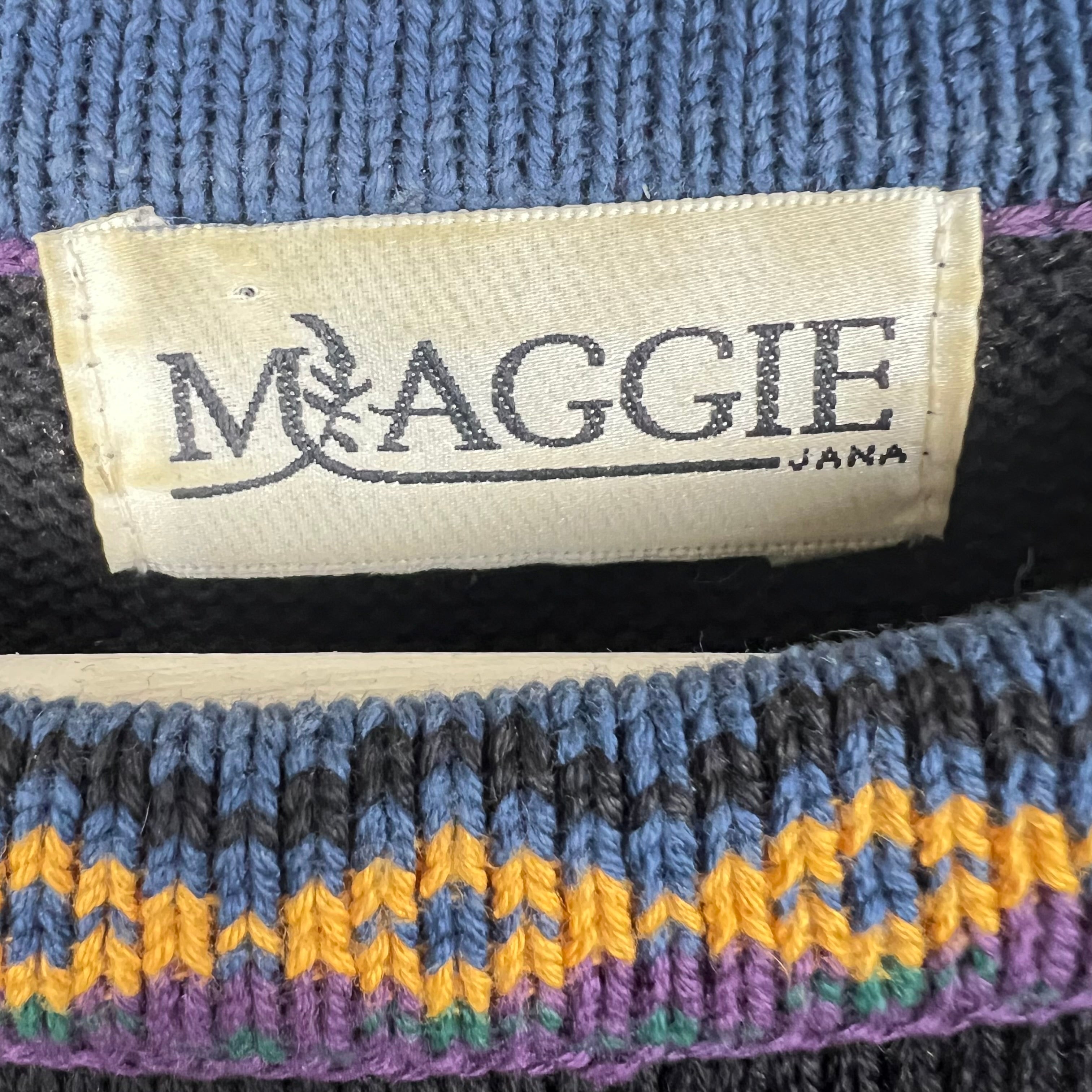 Vintage Maggie Women’s Embroidered Flower Knit Black
