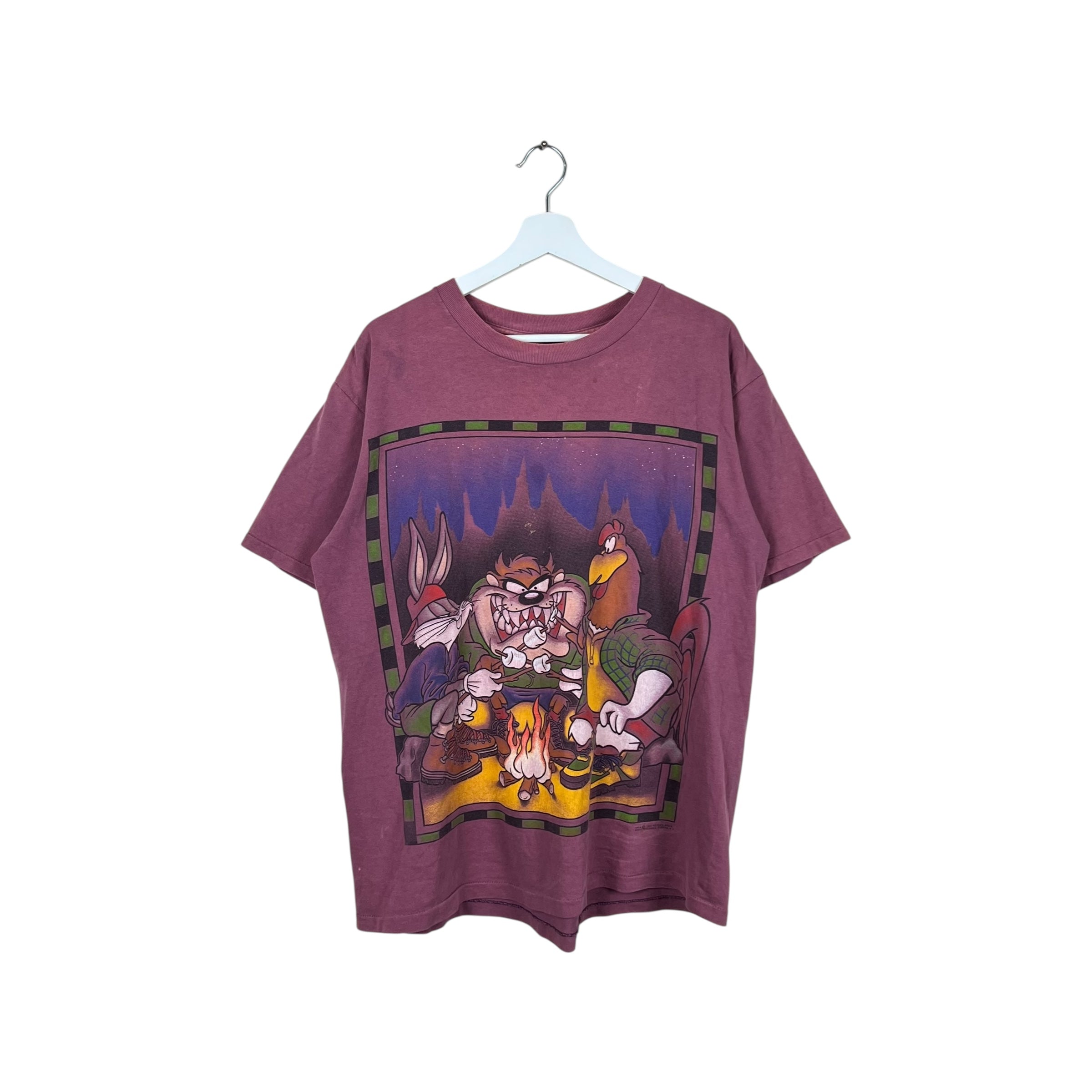 1994 Acme Rugged Taz & Friends Campfire Tee Faded Burgundy