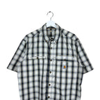 Vintage Carhartt Force Short Sleeve Button Up Grey Plaid