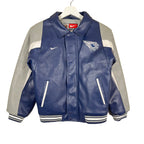 Vintage Nike NHL Edmonton Oilers Youth Leather Logo Jacket Blue/Grey