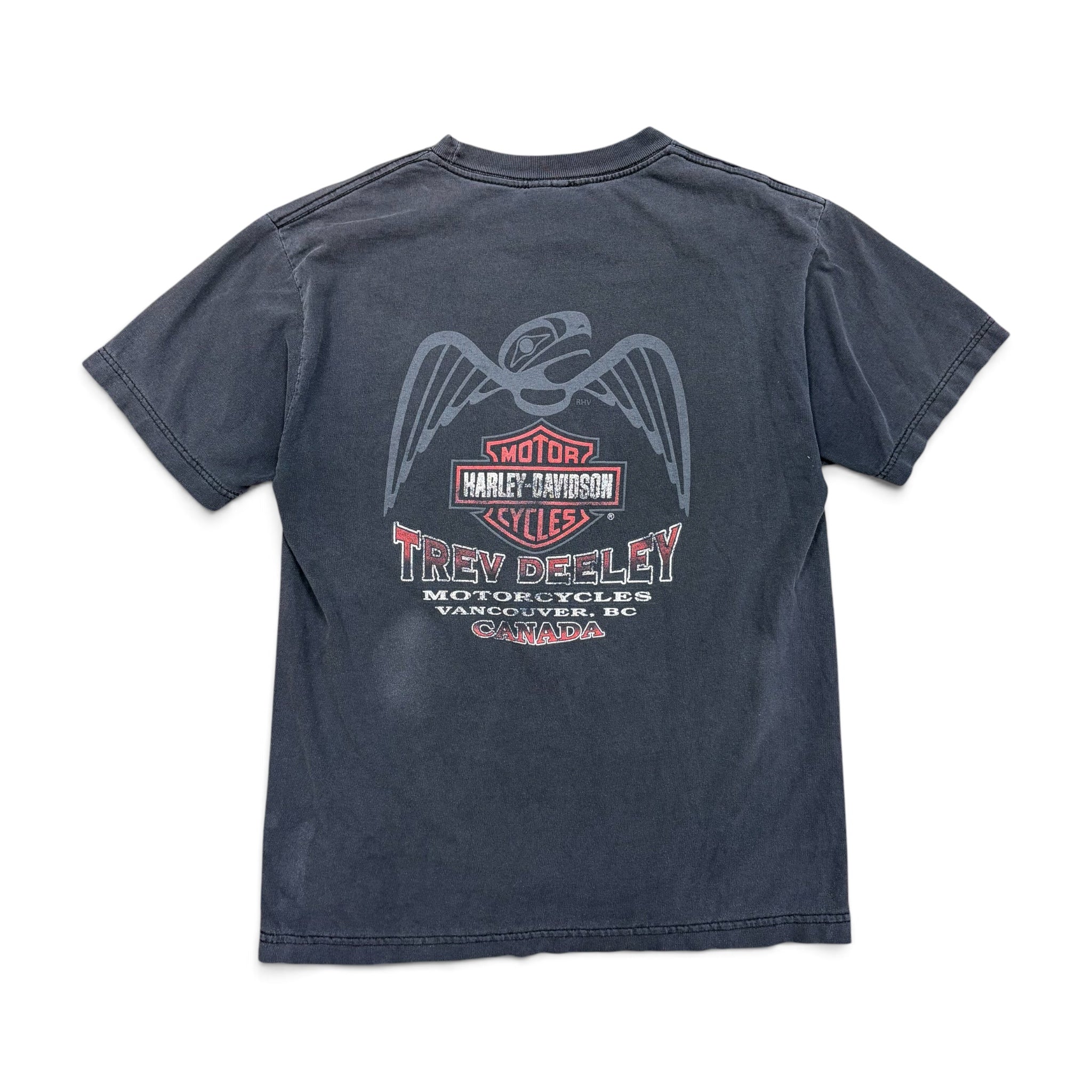 Vintage Harley Davidson Trev Deely Flaming Eagle Tee Washed Black
