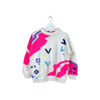 Vintage Women’s Multi Pattern Knit Cream White/Pink