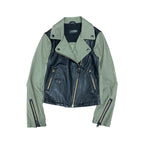 Mackage Women’s Lamb Leather Biker Jacket Green/Black