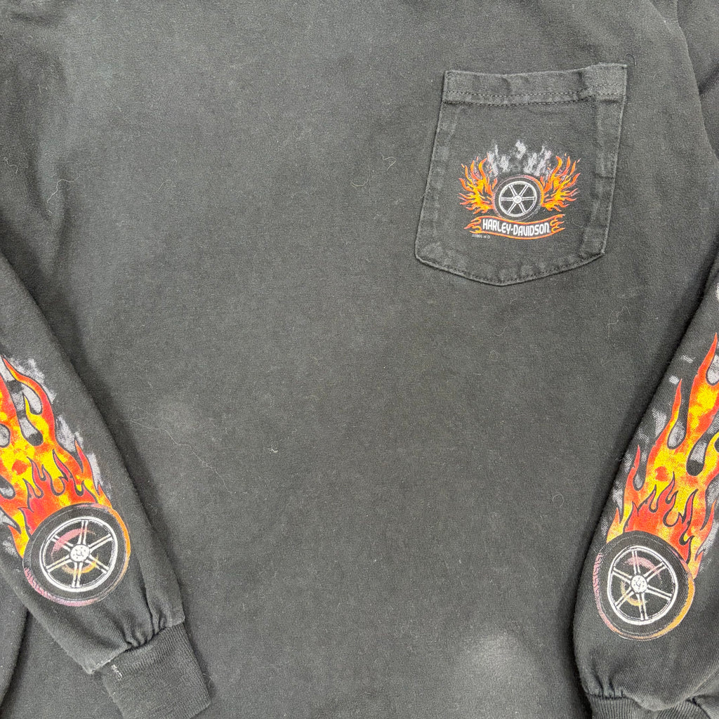 Vintage Harley Davidson Flames Longsleeve Black