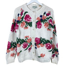 Vintage Willow Ridge Women’s Floral Handknit Cardigan Cream