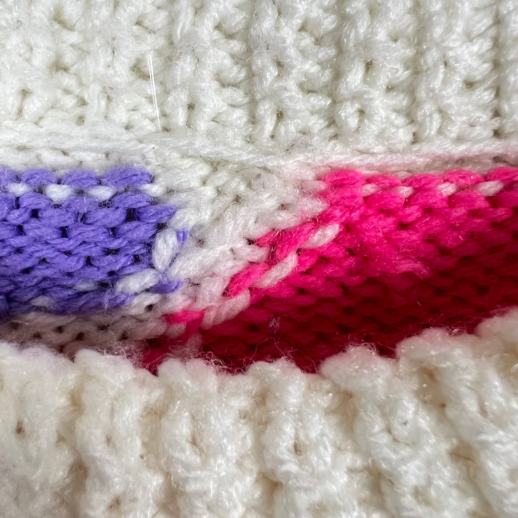 Vintage Women’s Multi Pattern Knit Cream White/Pink