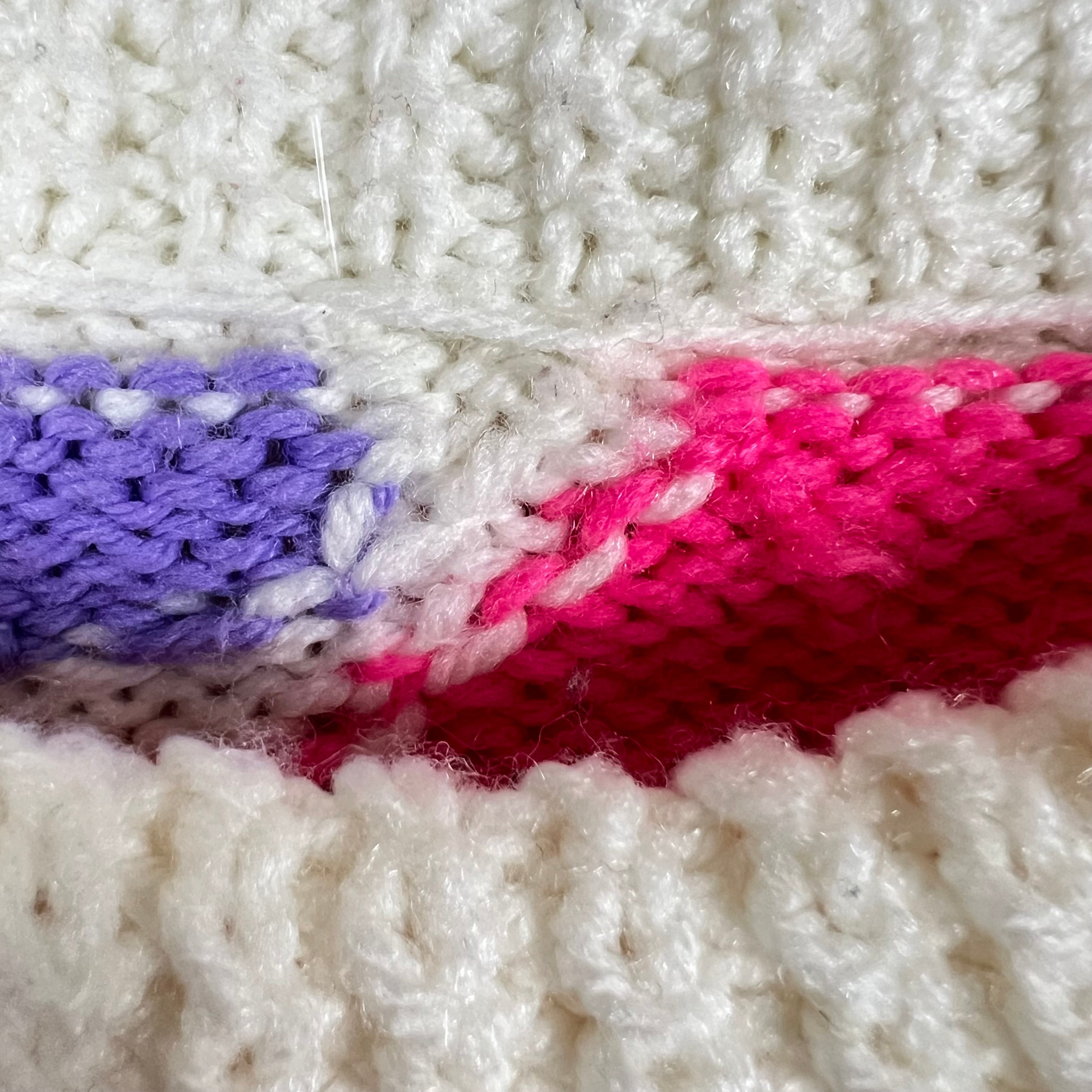 Vintage Women’s Multi Pattern Knit Cream White/Pink