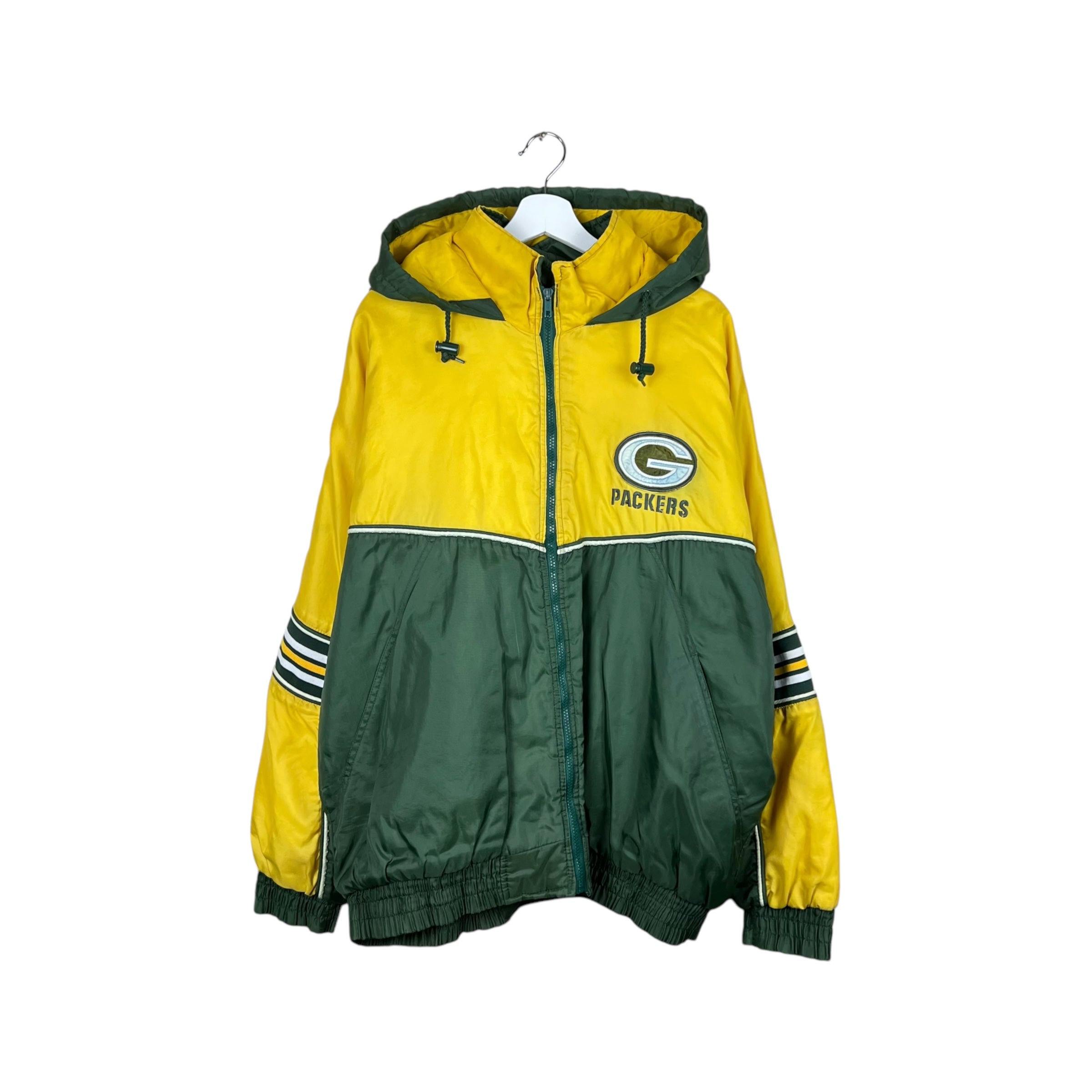 Vintage Game Day Green Bay Packers Hooded Puffer Jacket Yellow/Green