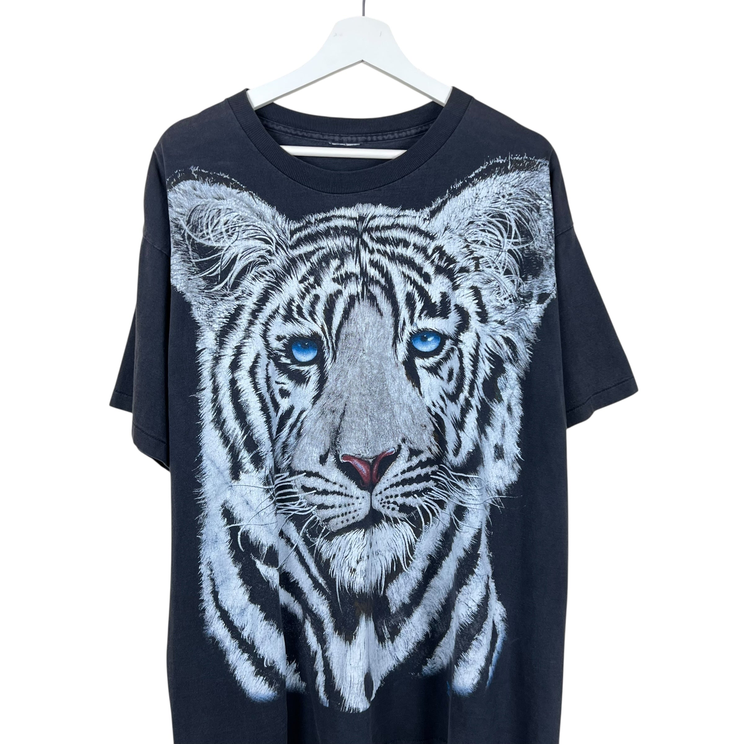 1992 White Tiger Head Tee Faded Black