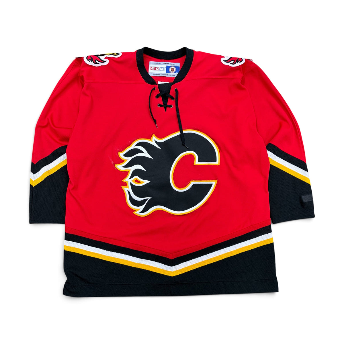 Vintage CCM NHL Calgary Flames Blasty Patch Blank Away Jersey