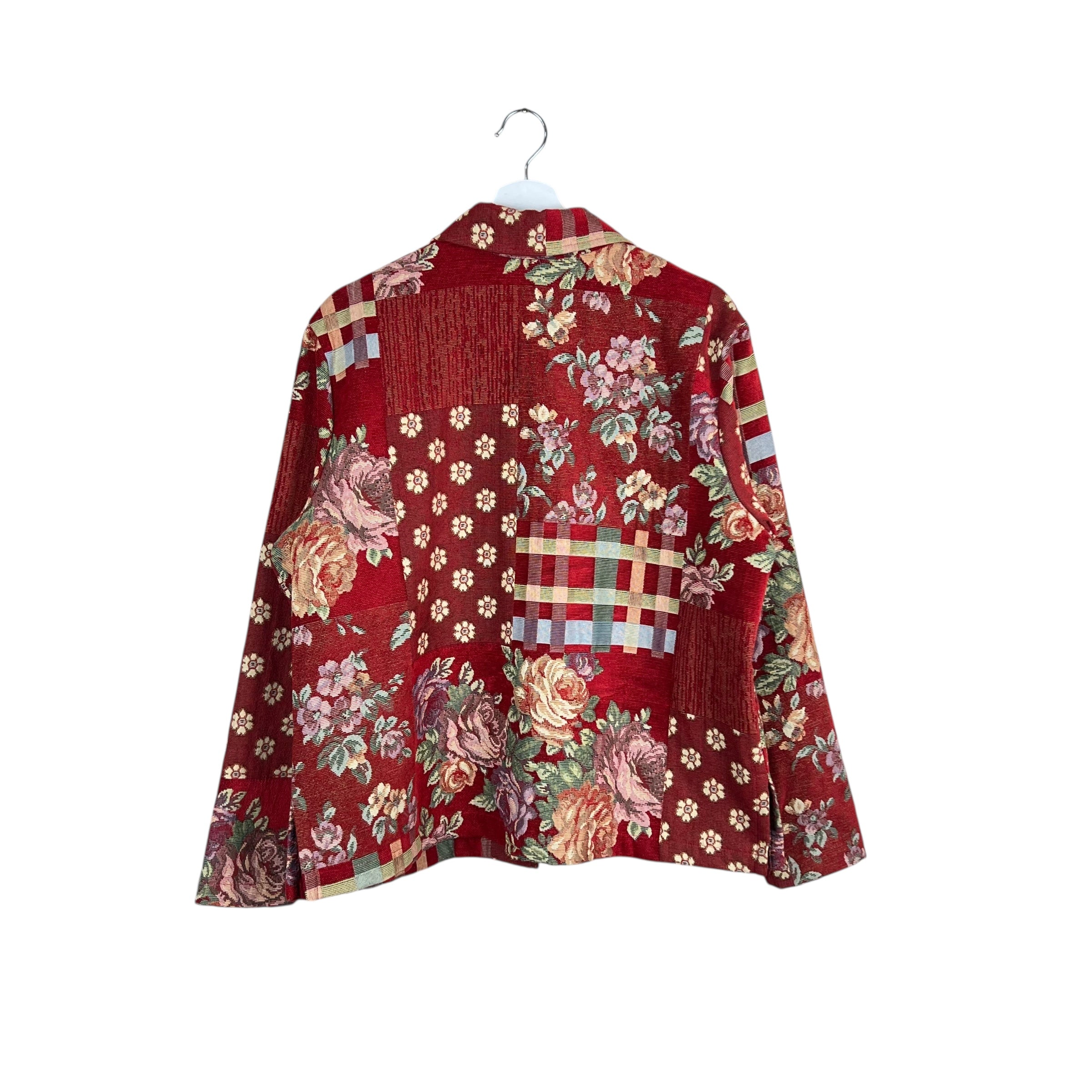 Vintage Coldwater Creek Women’s Patchwork Floral Tapestry Jacket Red