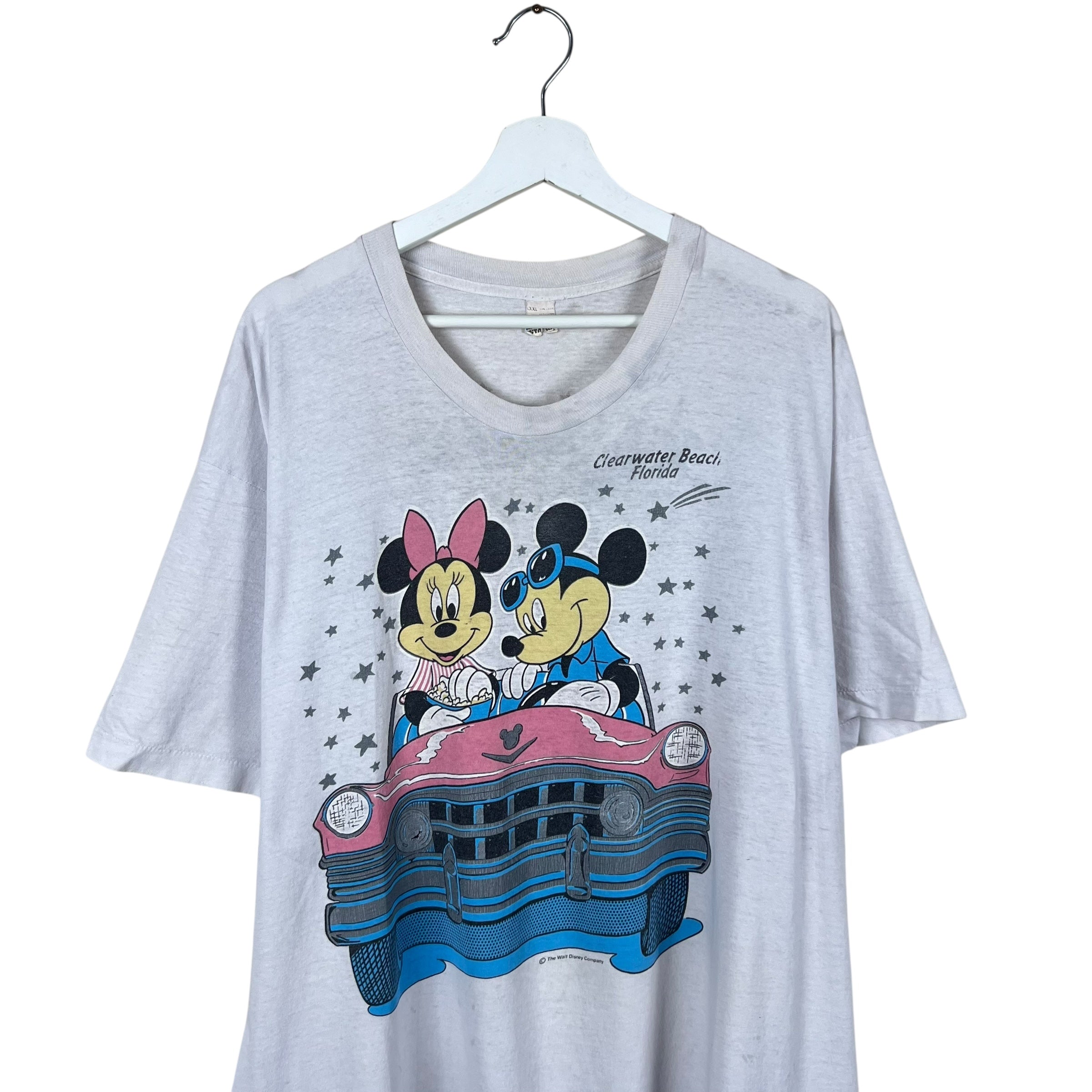 Vintage Disney Clearwater Beach Mickey & Minnie Driving Tee White