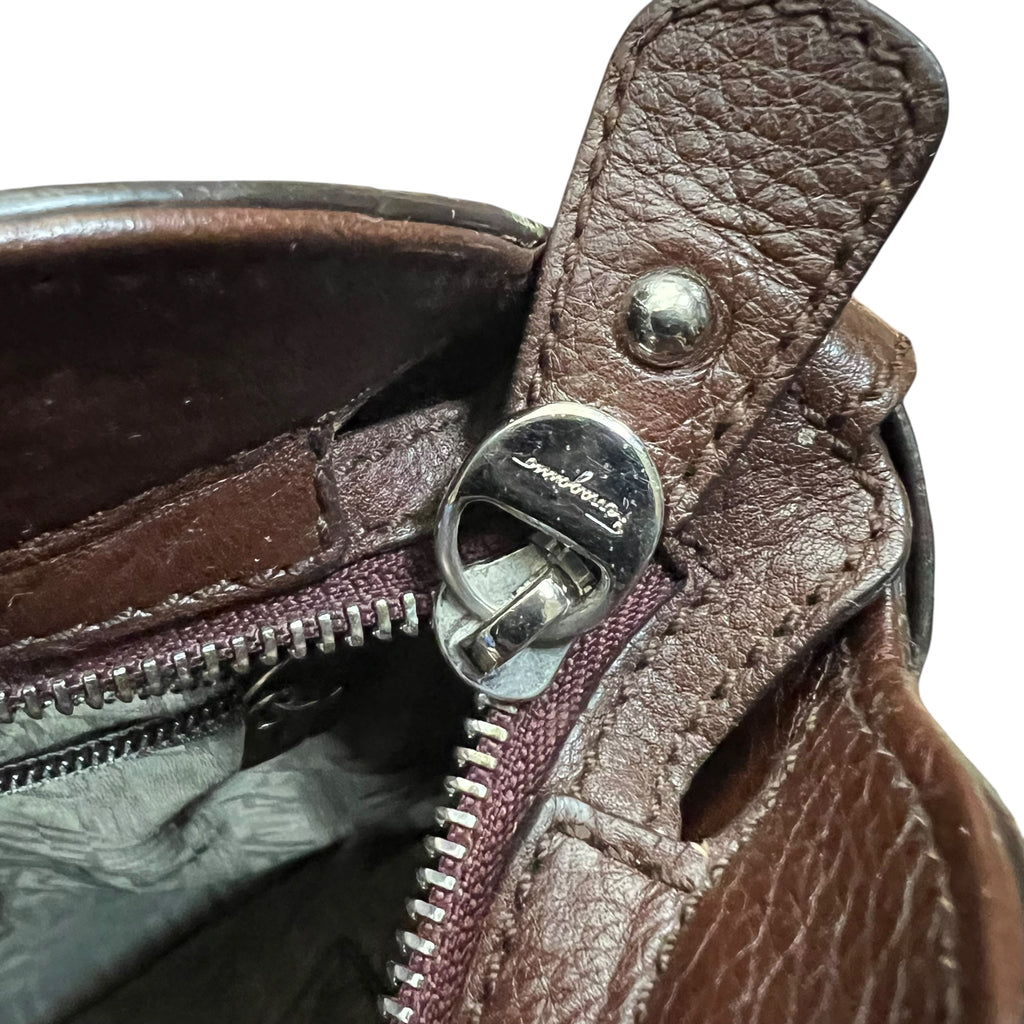 Salvatore Ferragamo Gancini Shoulder Satchel Brown