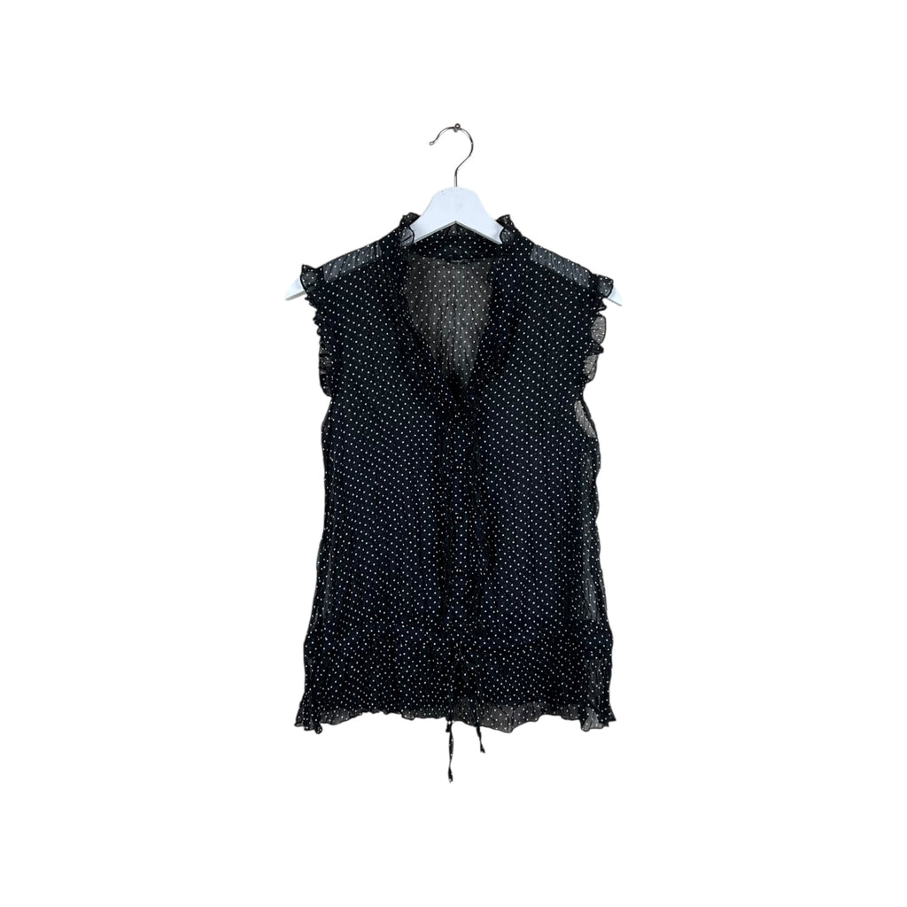 Vintage Seduction Women’s Frill Sleeveless Blouse Polka Dot Top