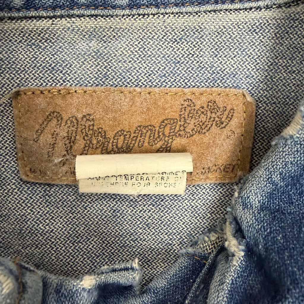 Vintage Wrangler Western Heavy Distressed Jean Jacket Light Wash