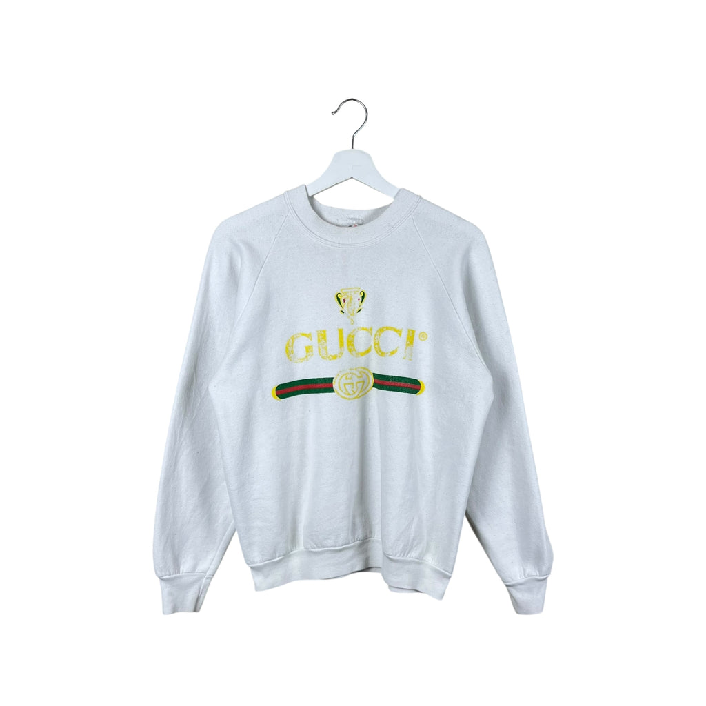 Vintage Bootleg Gucci Logo Crewneck White