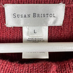 Vintage Susan Bristol Handknit Flower Cardigan Burgundy